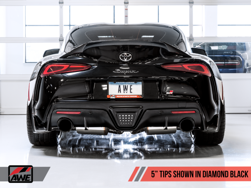 AWE Tuning Non-Resonated Touring Edition Exhaust 5" Diamond Black Tips for Toyota Supra A90 3020-33072