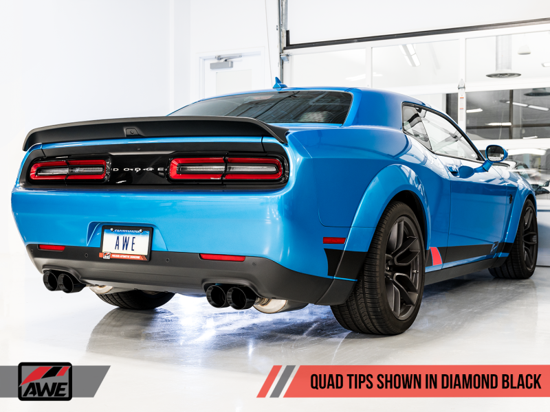 AWE Tuning Non-Resonated Touring Edition Exhaust Quad Black Tips for Dodge Challenger 3020-43082