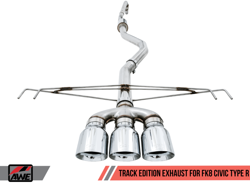 AWE Tuning Track Edition Exhaust w/Front Pipe & Triple Chrome Silver Tips for Honda Civic 3020-52000