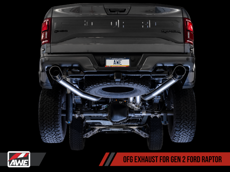 AWE Tuning 0 FG Performance Exhaust System w/Diamond Black Tips for 2017+ Ford Raptor 3015-33106