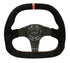 NRG Carbon Fiber Steering Wheel (320mm) Flat Btm. Blk Suede/Red Stitch w/CF Spokes & Red Center Mark