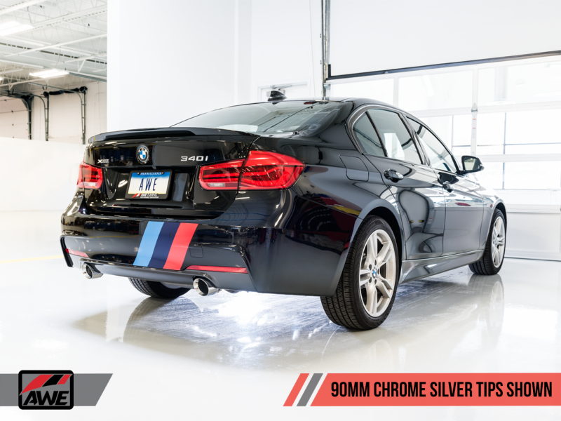 AWE Tuning Touring Edition Axle Back Exhaust for BMW F3X 340i/440i-90mmChrome Silver Tips 3010-32032