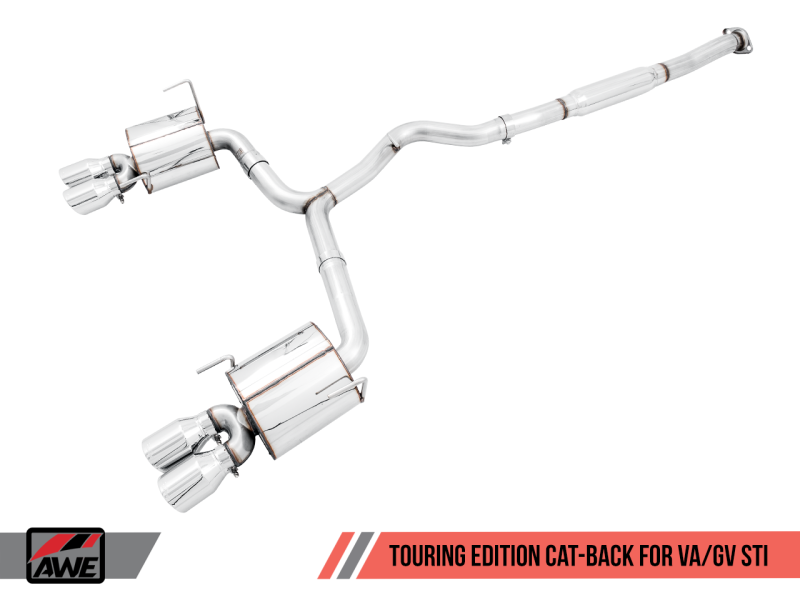 AWE Tuning Touring Edition Exhaust w/ Chrome Silver Quad Tips 102mm for Subaru Sedan 3015-42104