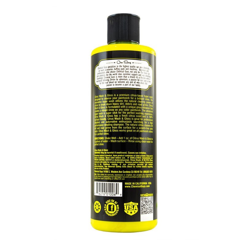 Chemical Guys Citrus Wash & Gloss Concentrated Car Wash - (Set of 6 x 16 Oz. Bottles) CWS_301_16