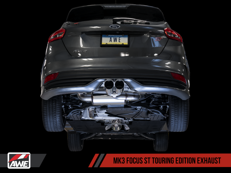 AWE Tuning Non-Resonated Touring Edition Cat-back Exhaust Chrome Silver Tips for Ford Focus ST 3015-32092