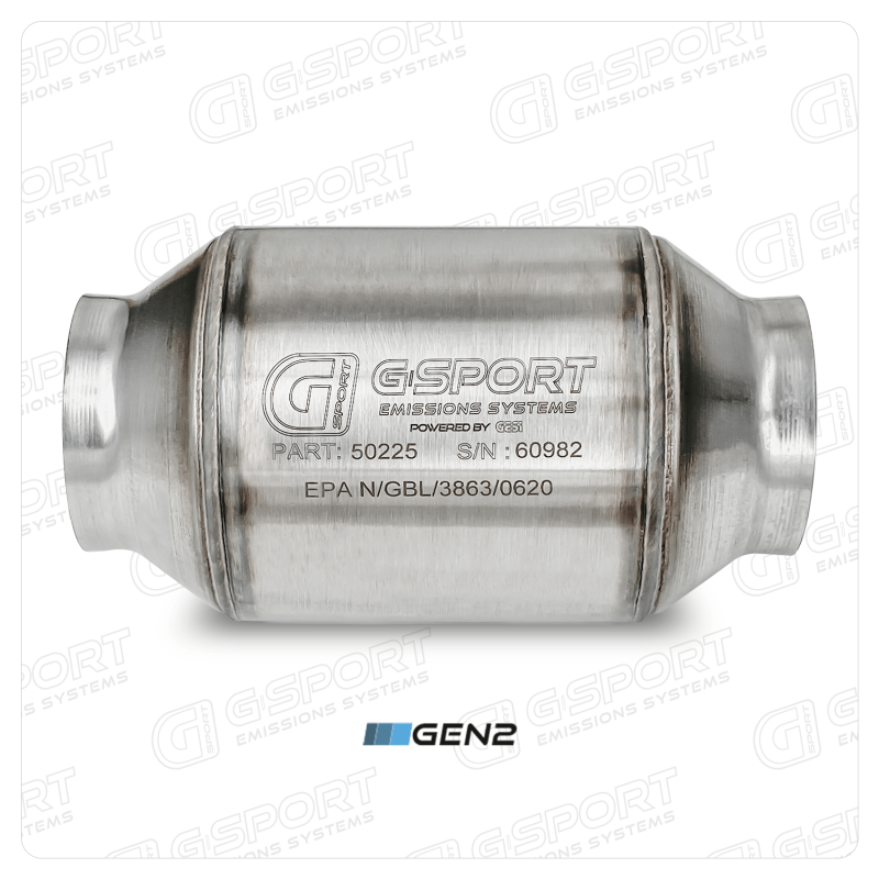 GESI G-Sport 400 CPSI GEN 2 EPA Compliant 2.5in Inlet/Outlet Catalytic Converter-4in x 4in-350-500HP