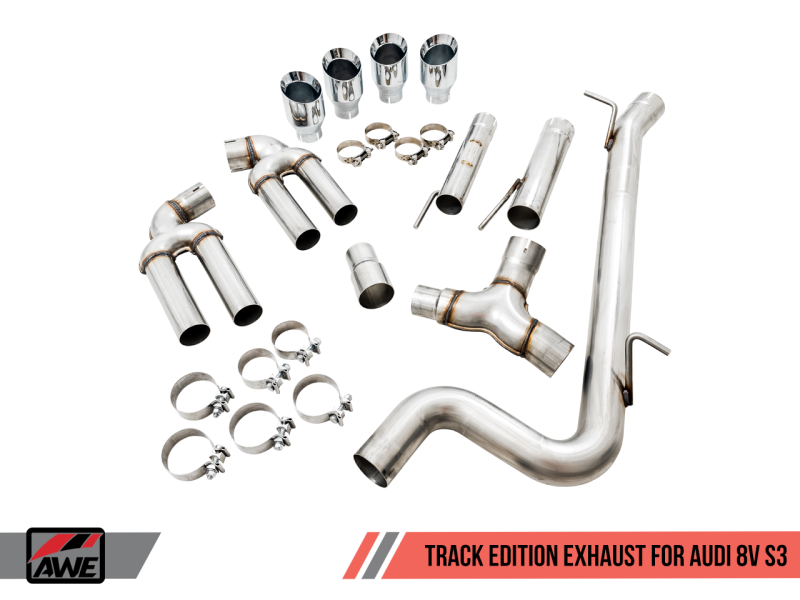 AWE Tuning Track Edition Exhaust w/Diamond Black Tips 102mm for Audi 8V S3 3015-43150