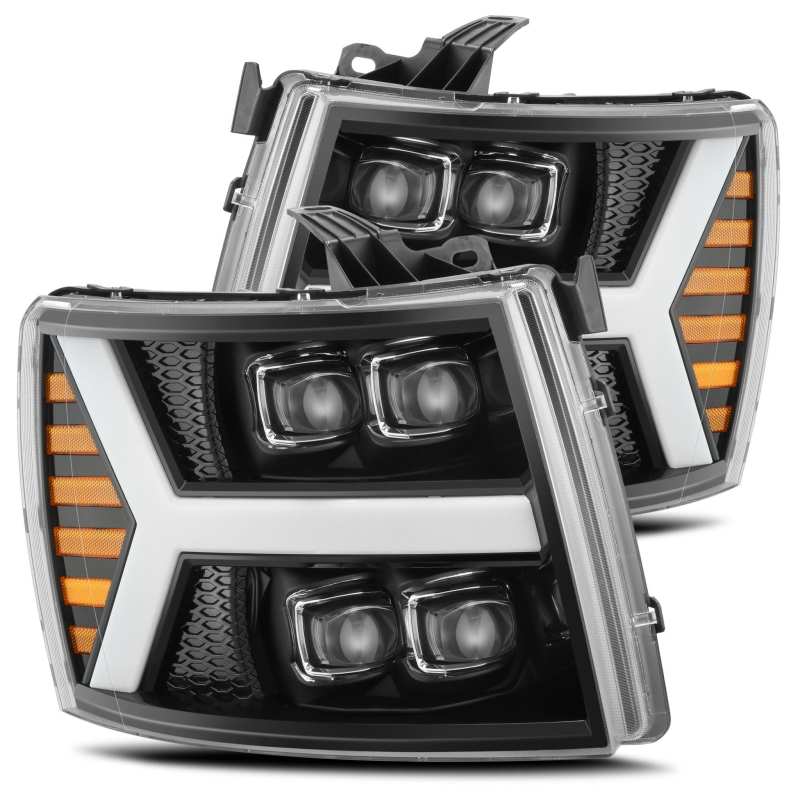 AlphaRex NOVA LED Projector Headlights Plank Style Gloss Black for 07-13 Chevy 1500HD 880208