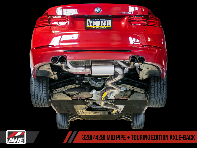 AWE Tuning Touring Edition Axle-back Exhaust, Quad Outlet-80mm Chrome Silver Tips 3010-42042