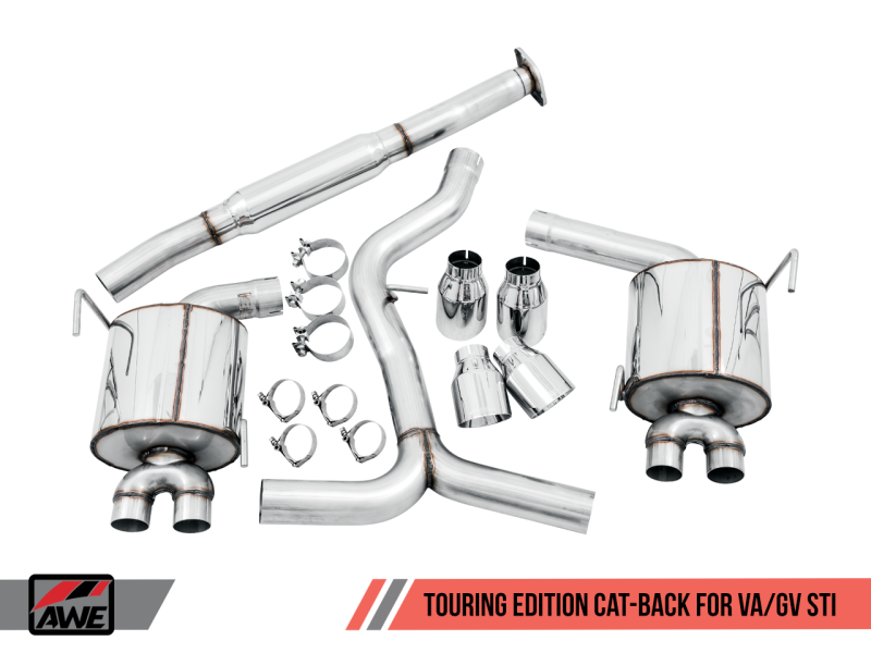 AWE Tuning Touring Edition Exhaust w/ Chrome Silver Quad Tips 102mm for Subaru Sedan 3015-42104