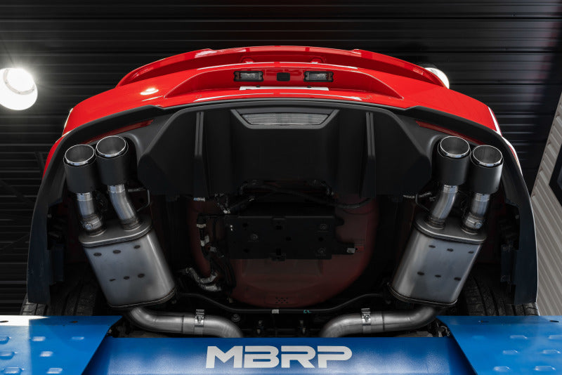 MBRP 3"Cat Back Dual Quad Split Rear Exit T304Active Exhaust w/CF Tips For 18-23Ford Mustang S72093CF