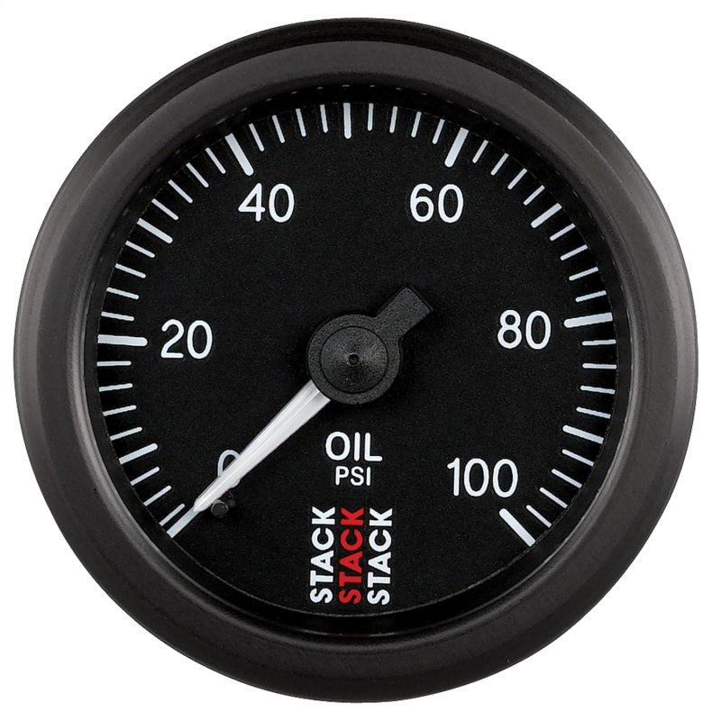 Autometer Stack 52mm 0-100 PSI 1/8" NPTF (M) Black Mechanical Oil Pressure Gauge - ST3102