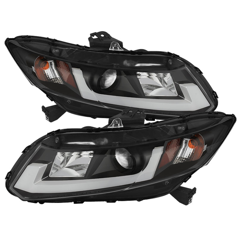 Spyder 12-14 Honda Civic (Excl. 2014 Coupe) Projector Headlights Lgtbr DRL Black PRO-YD-HC12-DRL-BK