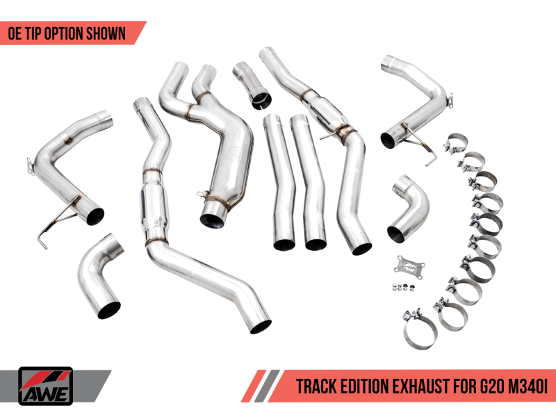 AWE Tuning Track Edition Exhaust (Use OE Tips) for 2019+ BMW M340i (G20) 3020-11032