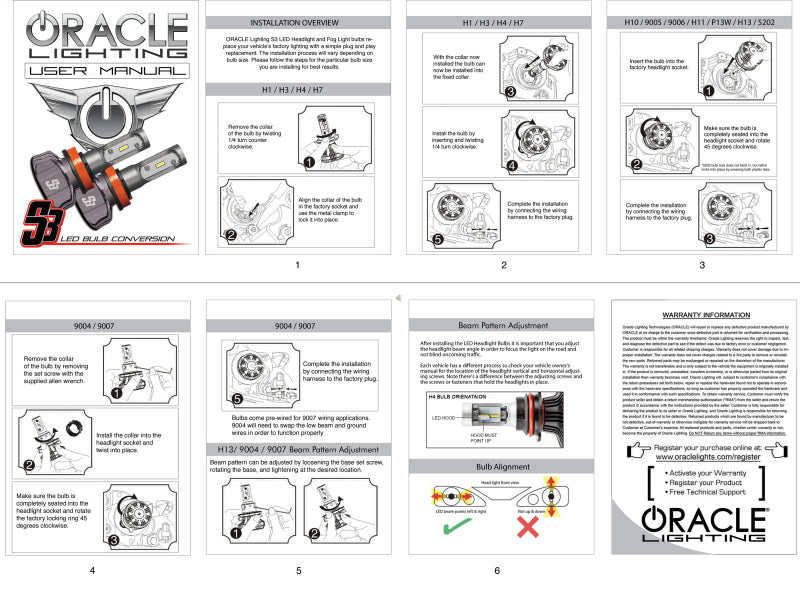 ORACLE Lighting H7 - S3 LED Headlight Bulb Conversion Kit - 6000K S5232-001