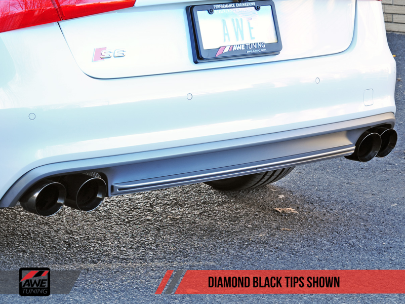 AWE Tuning Touring Edition Exhaust - Diamond Black Tips for Audi C7 / C7.5 S6 4.0T 3015-43010