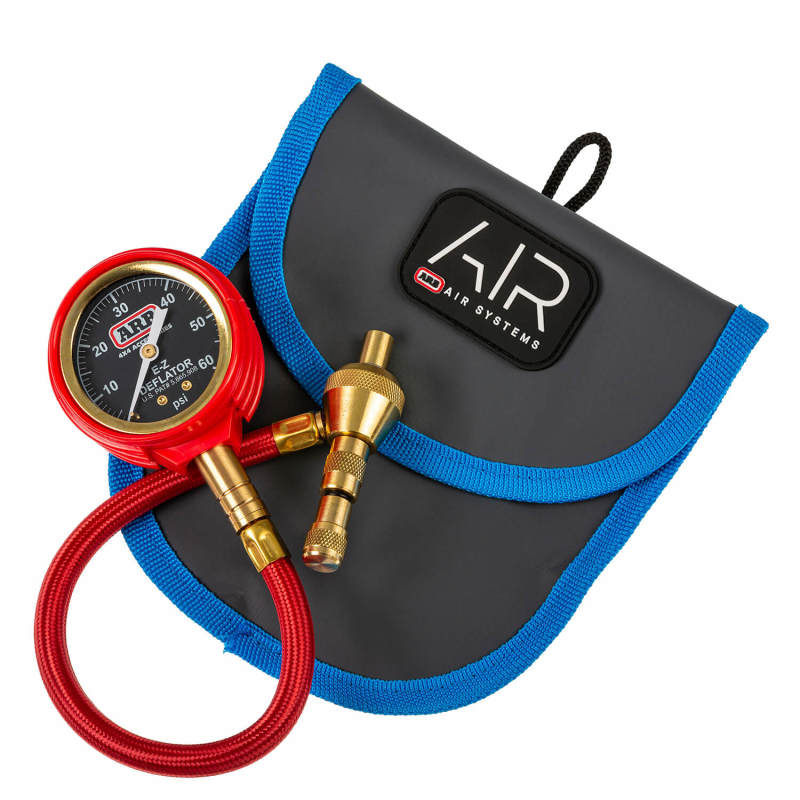 ARB E-Z Deflator Kit, Tire Deflator, Psi Gauge (Brass), Canvas Pouch ARB505