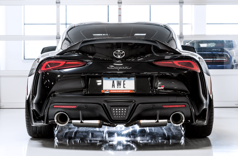 AWE Tuning Non-Resonated Touring Edition Exhaust 5" Diamond Black Tips for Toyota Supra A90 3020-33072