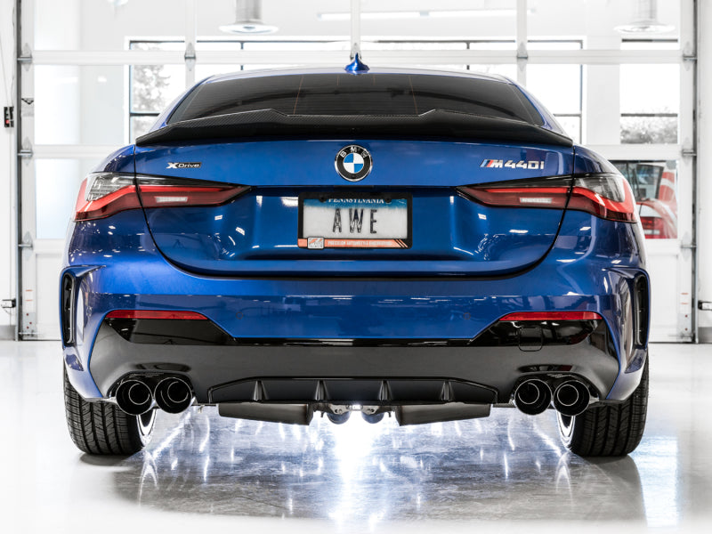 AWE Tuning Track Edition Exhaust - Quad Diamond Black Tips for 2019+ BMW M340i (G20) 3020-43085