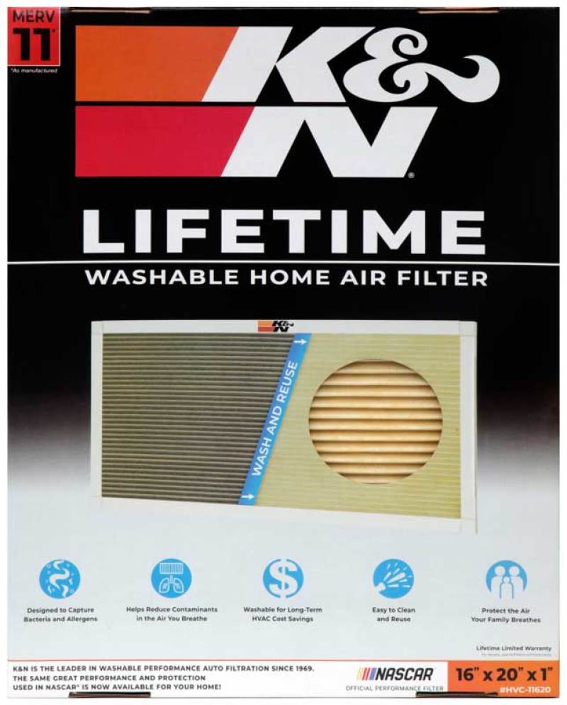 K&N 16 X 20 X 1, MERV 11 HVAC Filter - HVC-11620