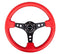 NRG Reinforced Steering Wheel (350mm / 3in. Deep) Red Leather/Blk Stitch w/Blk Spokes (Hole Cutouts)