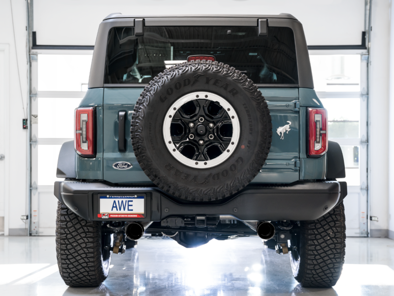 AWE Tuning 0FG Dual Rear Exit Exhaust w/Diamond Black Tips & Bash Guard for Ford Bronco 3015-33456