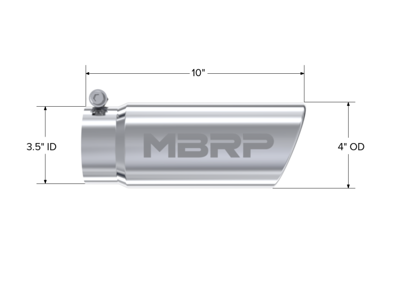 MBRP 4" O.D. Angled Rolled End 3.5' inlet 10" length T304 Universal Tip - T5112