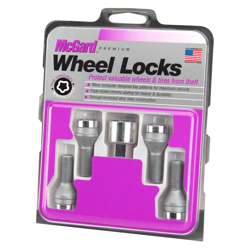 McGard Wheel Lock Bolt Set - 4pk. (Cone Seat) M12X1.25 / 17mm Hex / 22.0mm Shank Length - Chrome