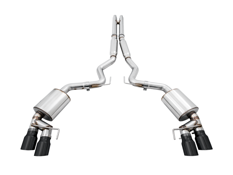 AWE Tuning Cat-back Exhaust Touring Edition (Quad Diamond Black Tips) for Ford Mustang GT 3015-43106