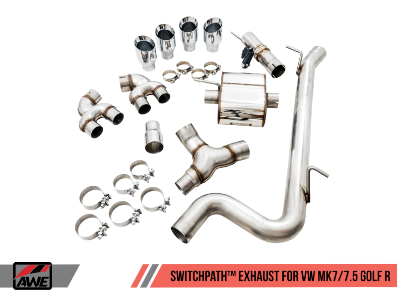 AWE Tuning SwitchPath Exhaust w/Chrome Silver Tips 102mm for Mk7 Golf R 3025-42064