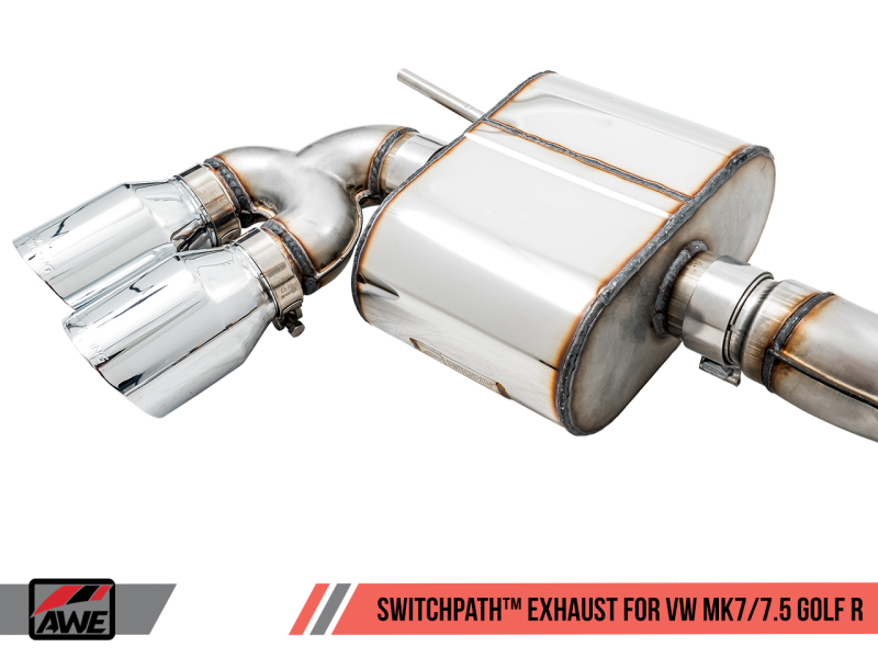 AWE Tuning SwitchPath Exhaust w/Chrome Silver Tips 102mm for Mk7 Golf R 3025-42064