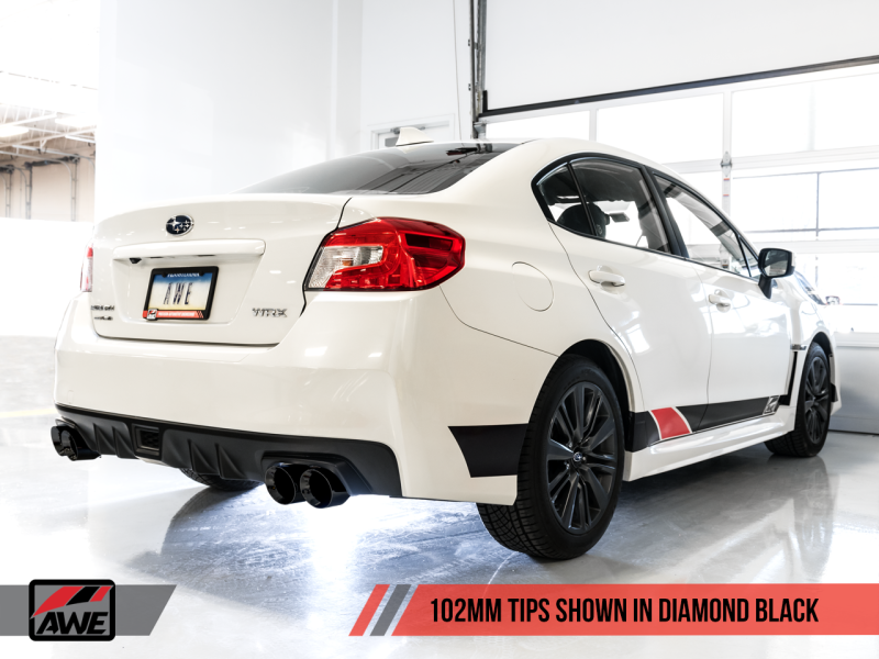 AWE Tuning Touring Edition Exhaust Diamond Black Tips 102mm for 15+ Subaru WRX VA Sedan 3015-43102