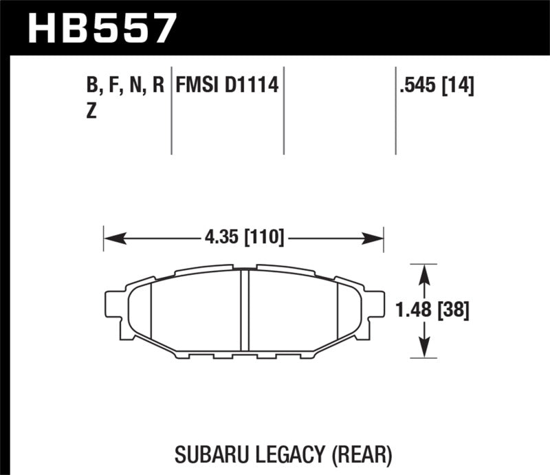 Hawk 08 WRX Rear Performance Ceramic Street Brake Pads