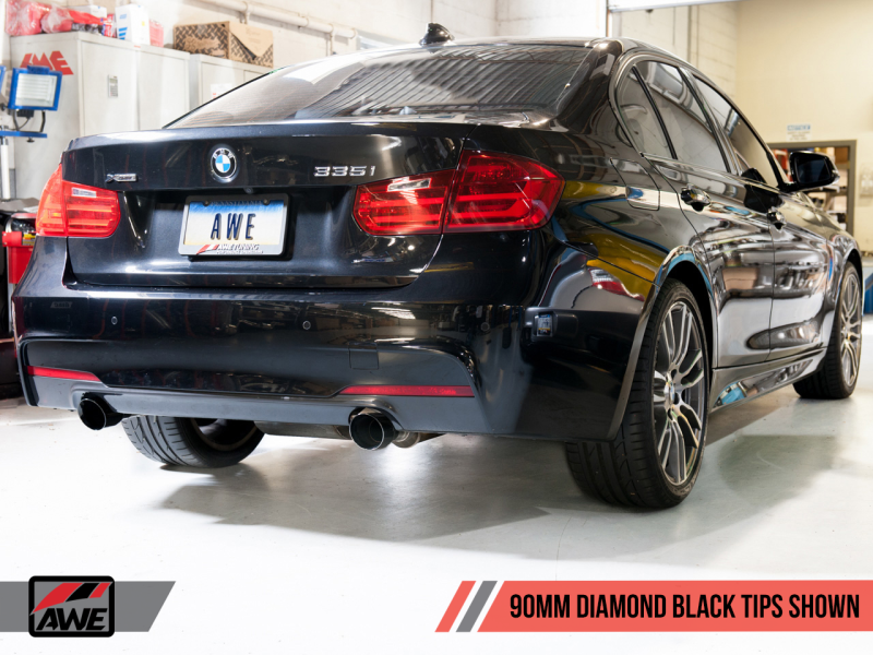 AWE Tuning Touring Edition Axle Back Exhaust for BMW F3X 335i/435i-90mmDiamond Black Tips 3010-33028