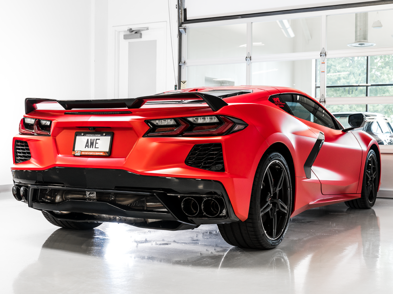 AWE Tuning Touring Edition Exhaust Quad Diamond Black Tips for 2020 Chevrolet Corvette C8 3015-43159