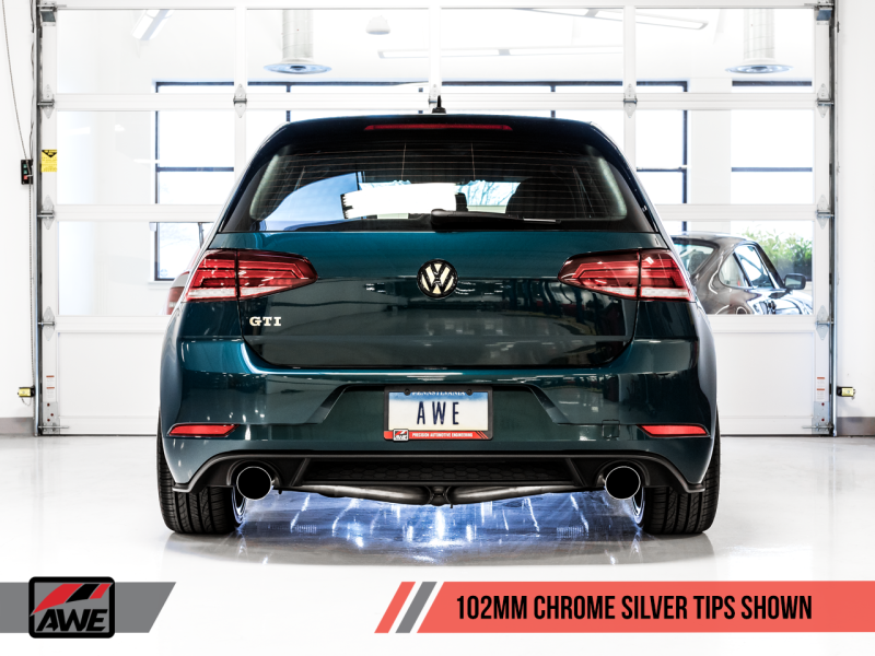 AWE Tuning 102mm Touring Edition Exhaust w/Chrome Silver Tips For VW GTI MK7.5 2.0T 3015-32096