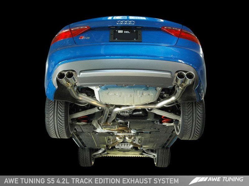 AWE Tuning Track Edition Exhaust System Diamond Black Tips for Audi B8 S5 4.2L 3020-43014