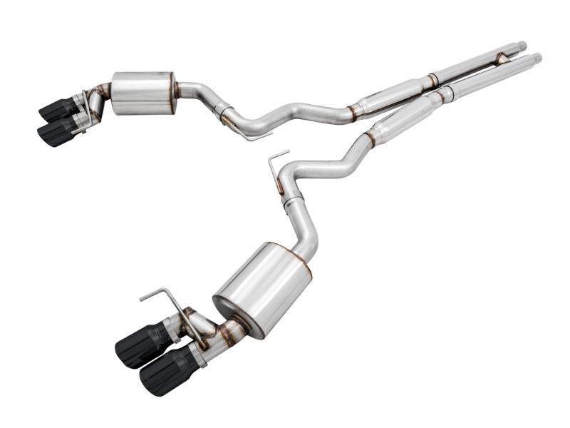 AWE Tuning Cat-back Exhaust Touring Edition (Quad Diamond Black Tips) for Ford Mustang GT 3015-43106