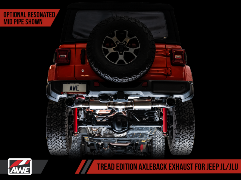 AWE Tuning Tread Edition Axleback Dual Exhaust w/Diamond Black Tips For 18+Jeep WranglerJL/JLU 3015-33001