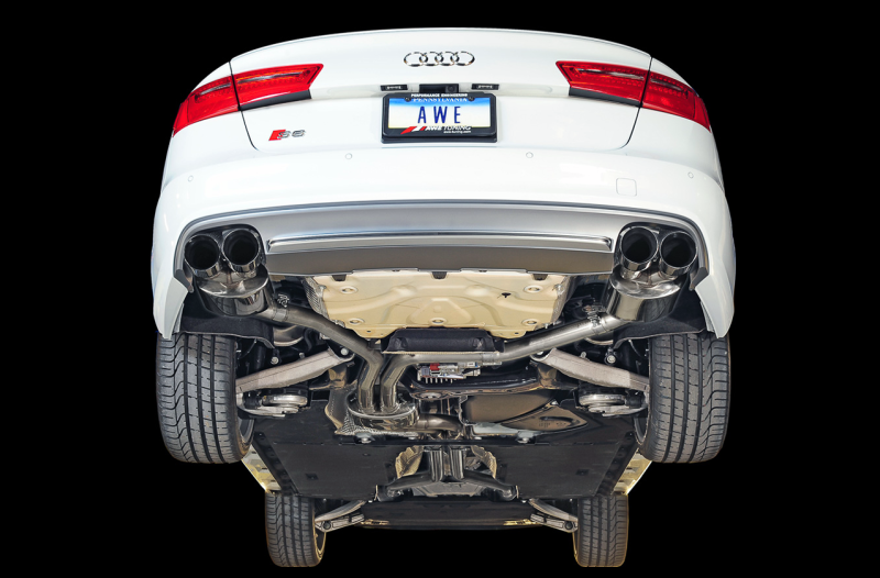 AWE Tuning Touring Edition Exhaust - Diamond Black Tips for Audi C7 / C7.5 S6 4.0T 3015-43010