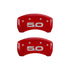 MGP 4 Caliper Covers Engraved Front 2015/Mustang Engraved Rear 2015/50 Red finish silver ch