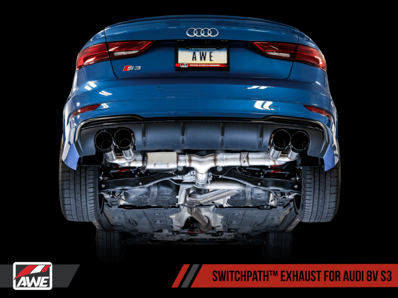 AWE Tuning SwitchPath Exhaust w/Diamond Black Tips 102mm for Audi 8V S3 3025-43072