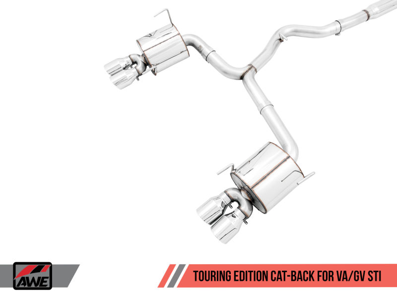 AWE Tuning Touring Edition Exhaust w/ Chrome Silver Quad Tips 102mm for Subaru Sedan 3015-42104