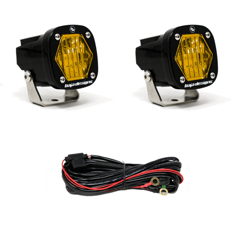 Baja Designs S1 Black LED Auxiliary Light Pod Pair, Wide Cornering Pattern, Amber 387815