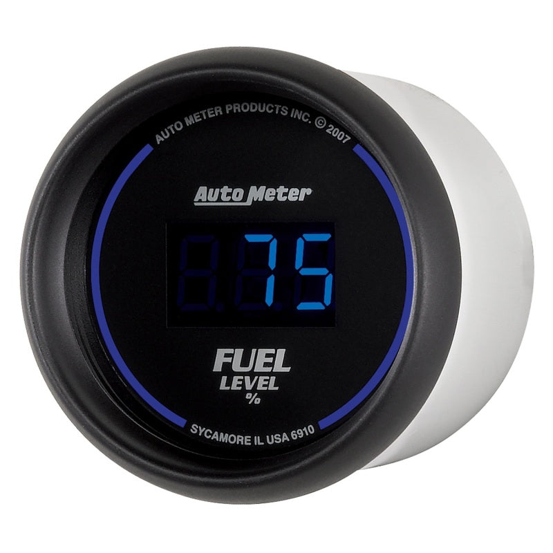Autometer Cobalt Digital 2-1/16" Black Programmable 0-280Ω Full Level Fuel Gauge - 6910