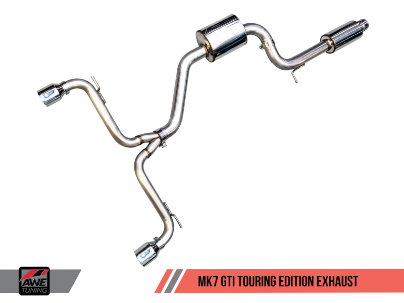 AWE Tuning Chrome Silver Tips Touring Edition Exhaust For VW MK7 GTI 3015-32046