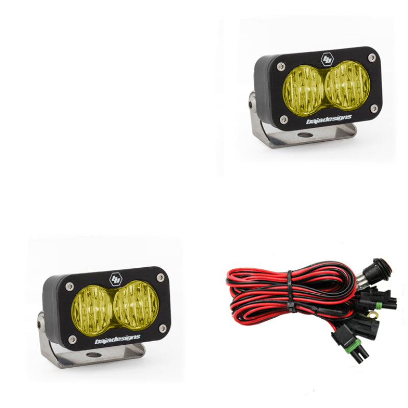 Baja Designs S2 Sport Black LED Auxiliary Light Pod Pair, Wide Cornering Pattern, Amber 547815