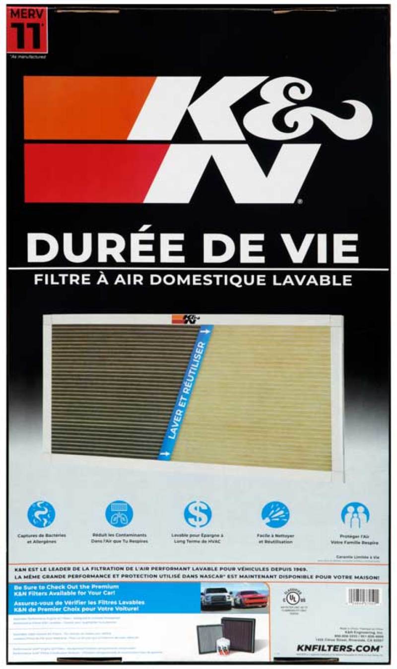 K&N HVAC Home Air Filter, Washable - 14 X 24 X 1, MERV 11 HVC-11424