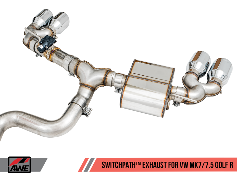 AWE Tuning SwitchPath Exhaust w/Chrome Silver Tips 102mm for Volkswagen Golf R MK7.5 3025-42066