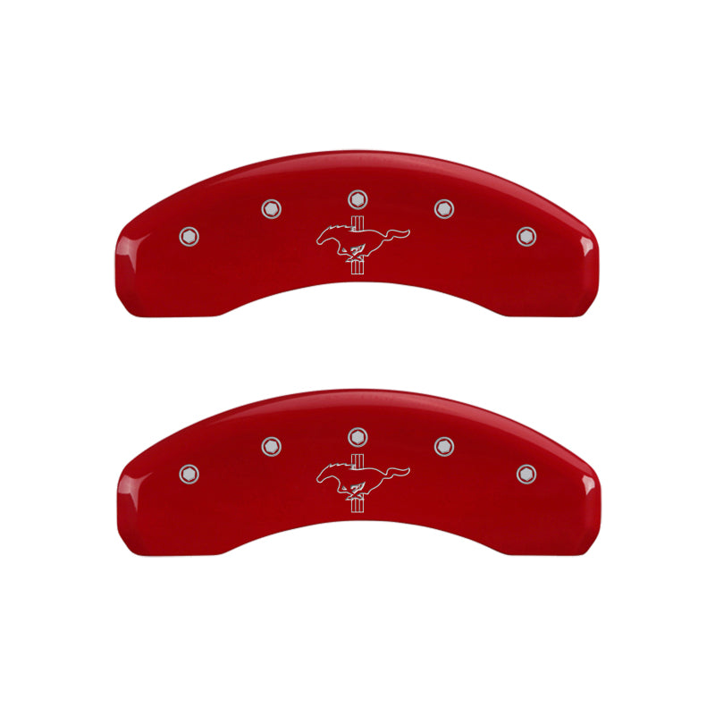 MGP 4 Caliper Covers Engraved Front 2015/Mustang Engraved Rear 2015/Bar & Pony Red/Silve 19in. Min